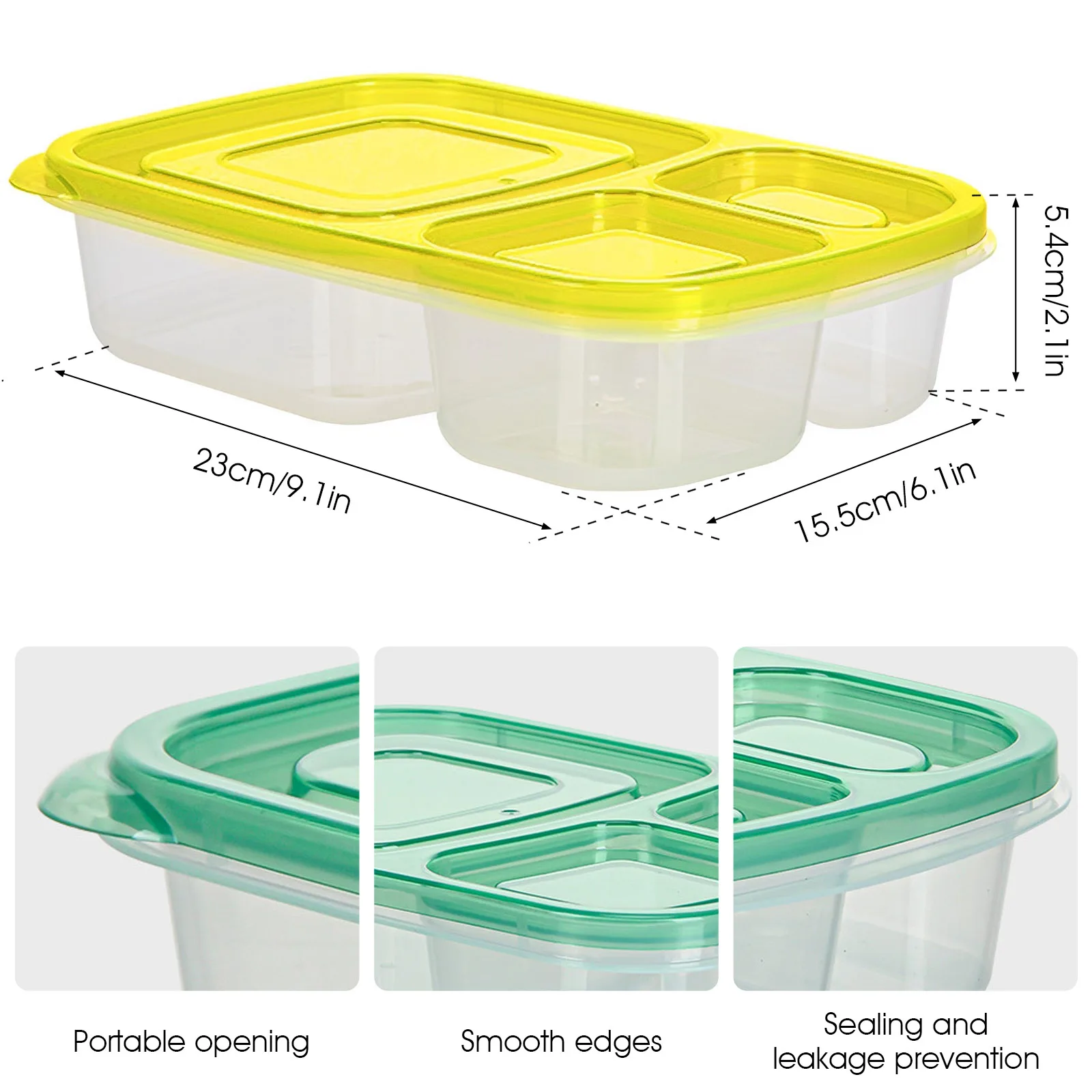 7Pcs lunch bento lunch boxes with 3 compartments, temperature-resistant food  storage with lid, leak-proof split snack containers - AliExpress