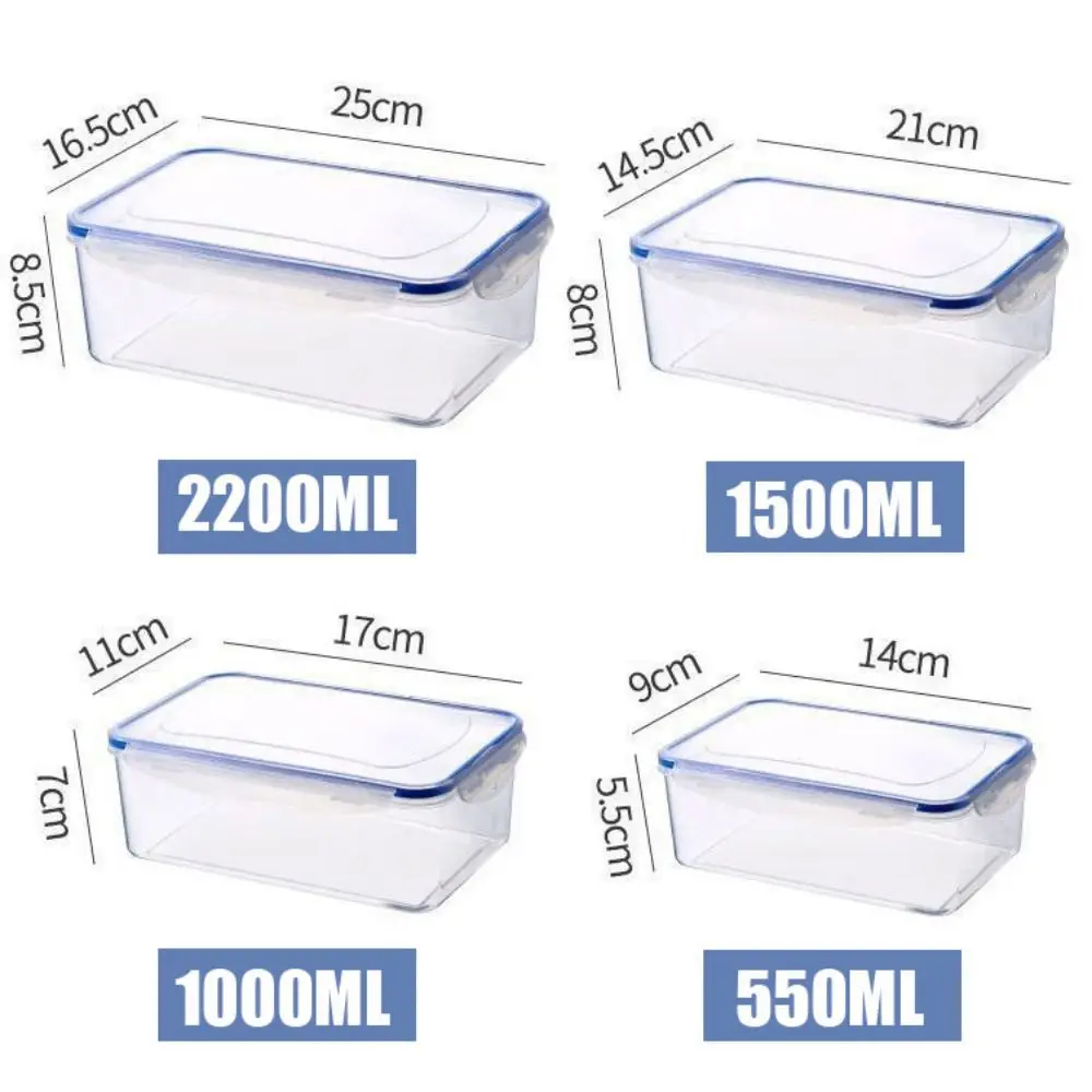 Sealed Rectangular Refrigerator Storage Box with Lid Plastic Trasparent Crisper Food Containers Stackable Microw 6
