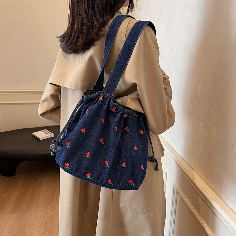 Spacious Denim Fashion Designer Shoulder Bag - High Quality & Durable Commuter Tote