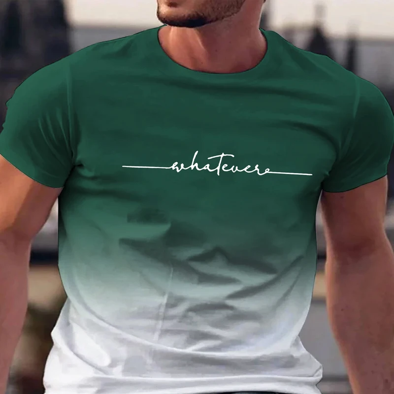 Summer Men's Clothing Whatever Print Short Sleeve Men