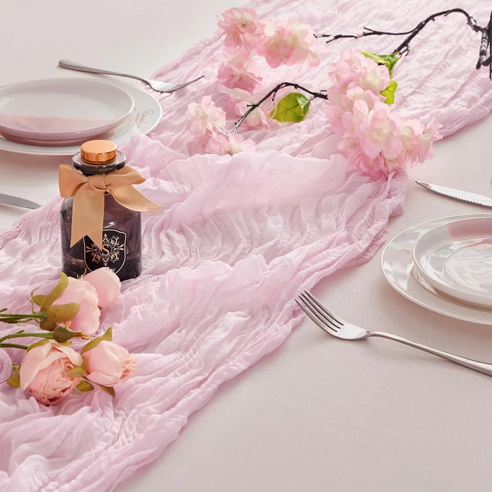 Decoracion Mesas Fiesta Camino De Mesa De Gasa 90x400 Cm - Decoración Para  Bodas, Baby Showers Y Fiestas - Tela Queso Arrugado Elegante Decoración  Bodas Tela, image size:960x960