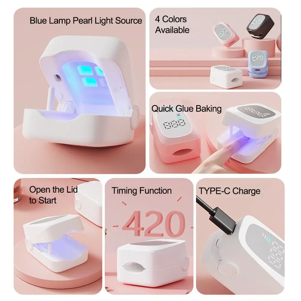 Rechargeable Phototherapy Curing Lamp Quick Dry Auto Off Mini UV LED Nail Lamp with Timer Nails Art Tools Gel Polish Dryer