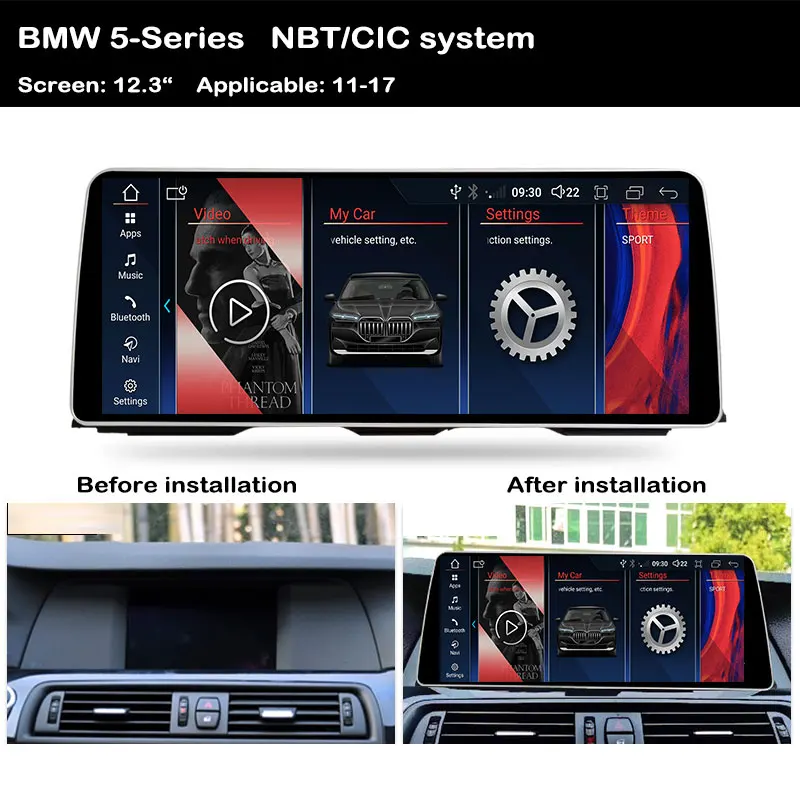 Android 14 Car Multimedia Player Android Auto For BMW 5 Series  F10 F11  2011-2017 Carplay Auto Monitors Stereo Radio 12.3 Inch