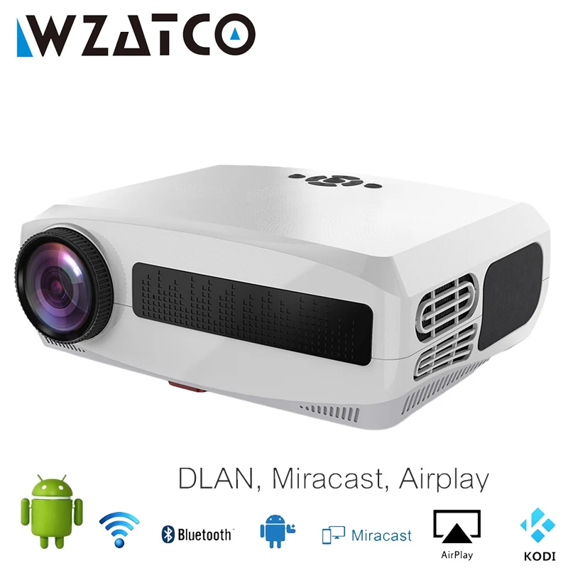 WZATCO-Proyector LED C3 para cine en casa, dispositivo inteligente con Android 9,0, WIFI, Full HD, 1080P, pantalla grande de 300 pulgadas