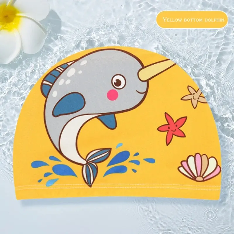 Children's Swim Caps Comfortable Ear Protection Boys And Girls Cartoon Cute Cloth Swim Caps Fashion Prints Hot Spring Swimm,swimming cap