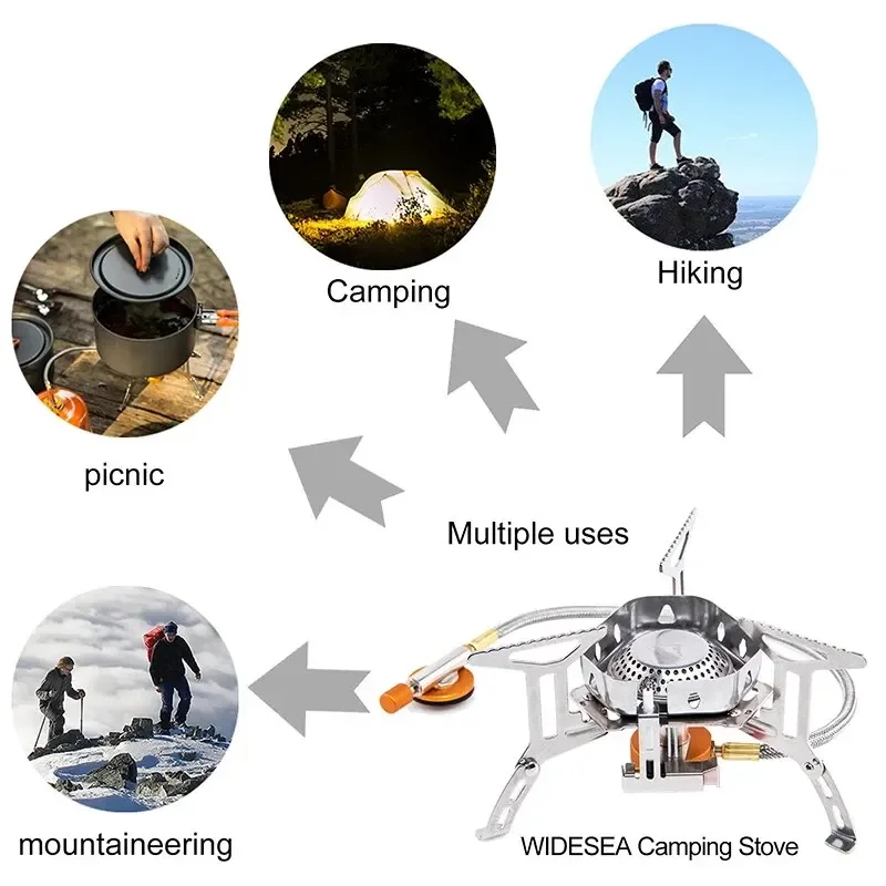 Camping Gas Stove Widesea Wind Proof Outdoor Strong Fire Stove Heater Tourism Equipment Supplies Tourist Kitchen Survival Trips
