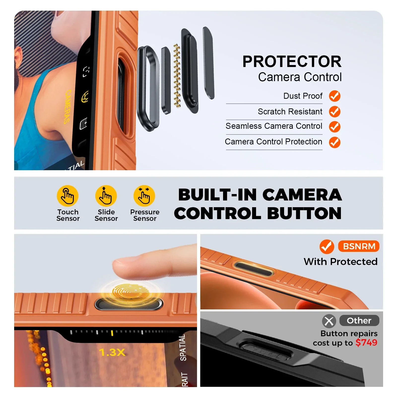 Premium Full Body Protective Wallet Case with Card Holder & Kickstand - Orange