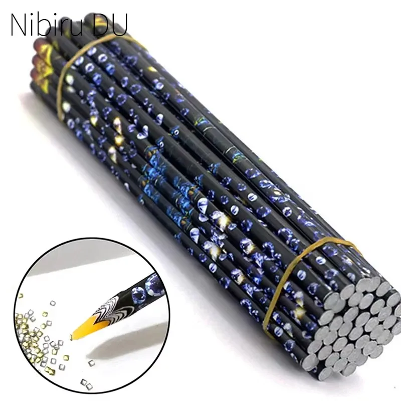 Rhinestone Picker Pen 10/5pcs Nail Rhinestone Pickers Self-Adhesive Wax Pencil Nails Diamond Dotting Pen Nail Art Resin Gem/Rhinestone Picker Tools