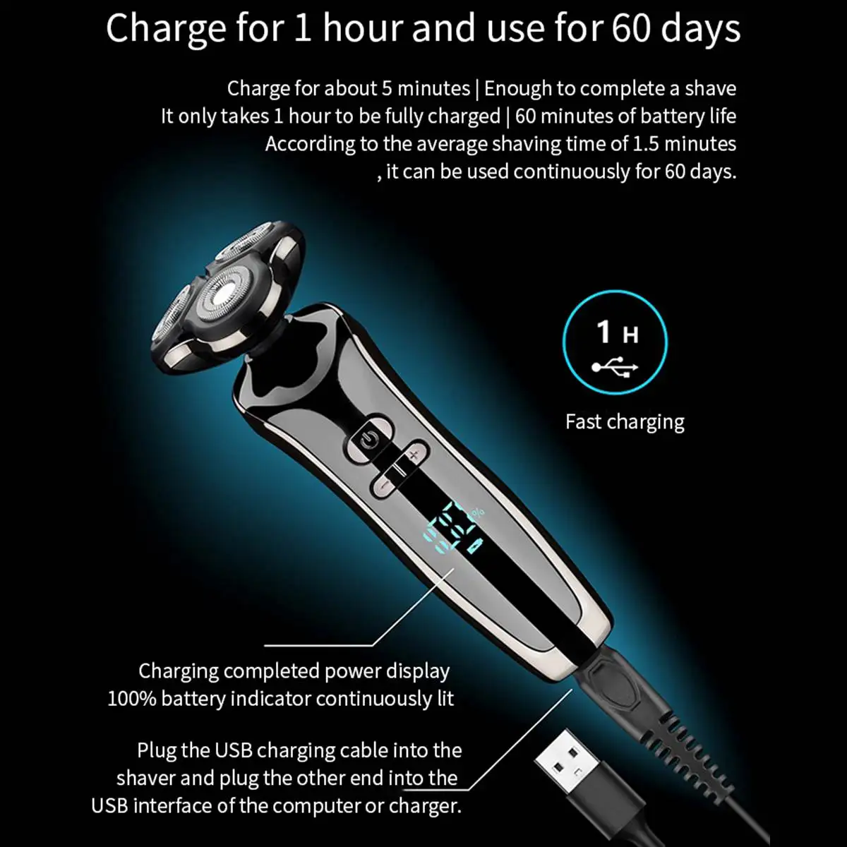 Aparador de Barba dos Homens à Prova Máquina de Barbear 5 em 1 Recarregável Água Cabeça Seco Molhado Display Digital Barbeador Barbear Lavável Usb D4d 4d 34 4d cabeça seco molhado display digital barbeador