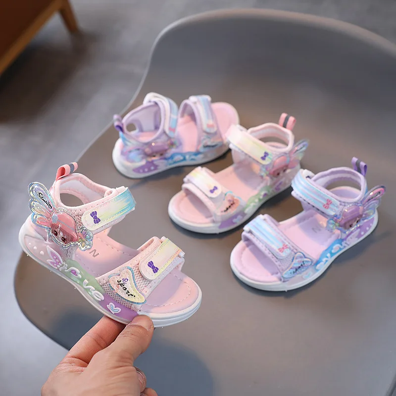 Girls' Beach Shoes Summer Model for Small and Small Children, Soft Soled Non-slip Sports Sandals, Casual School Shoes