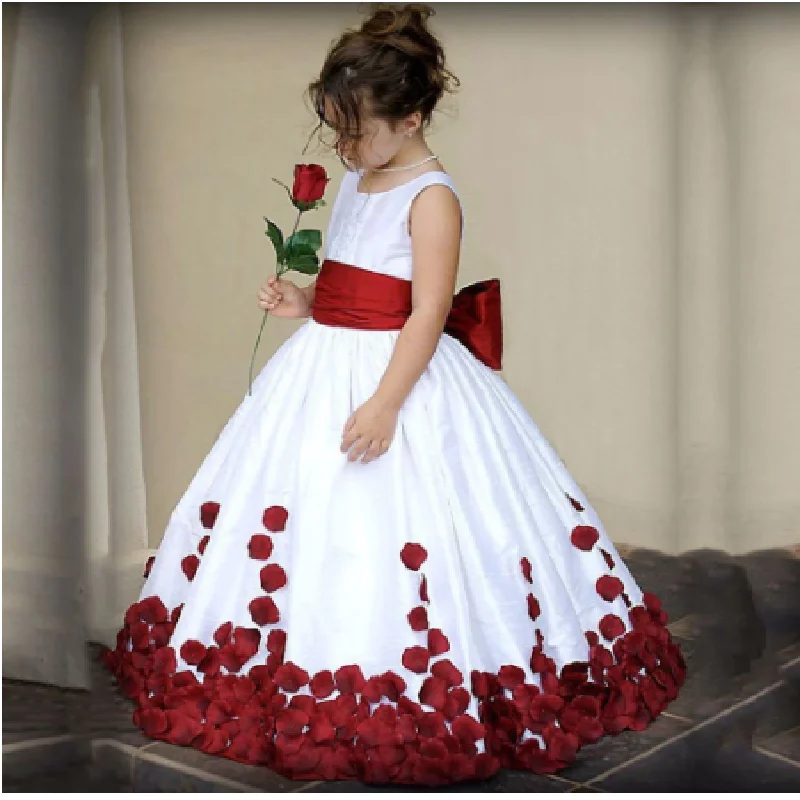 

Princess Lace Flower Girl Dress With Detach Skirt Party Pageant Sleeveless Gowns Bow First Communion Dresses For Weddings Gift