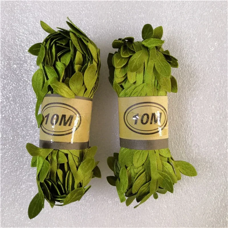 Simulated Plant Cane Green Leaves Polyester Rope Camouflage Rifle Wrap Twine Tree Stand Blind Cover Diy Length 10m X 2pcs