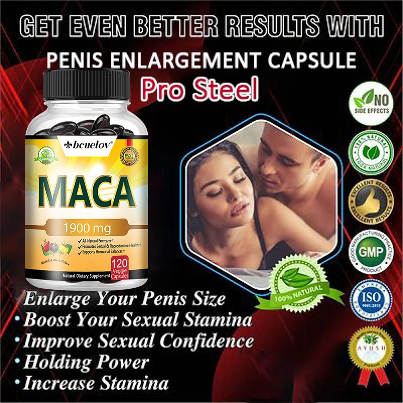 

Organic Maca Root Extract, Male Enhancement Supplement, Male Enlargement Capsules, Increase Size & Stamina, Gluten Free GMO Free