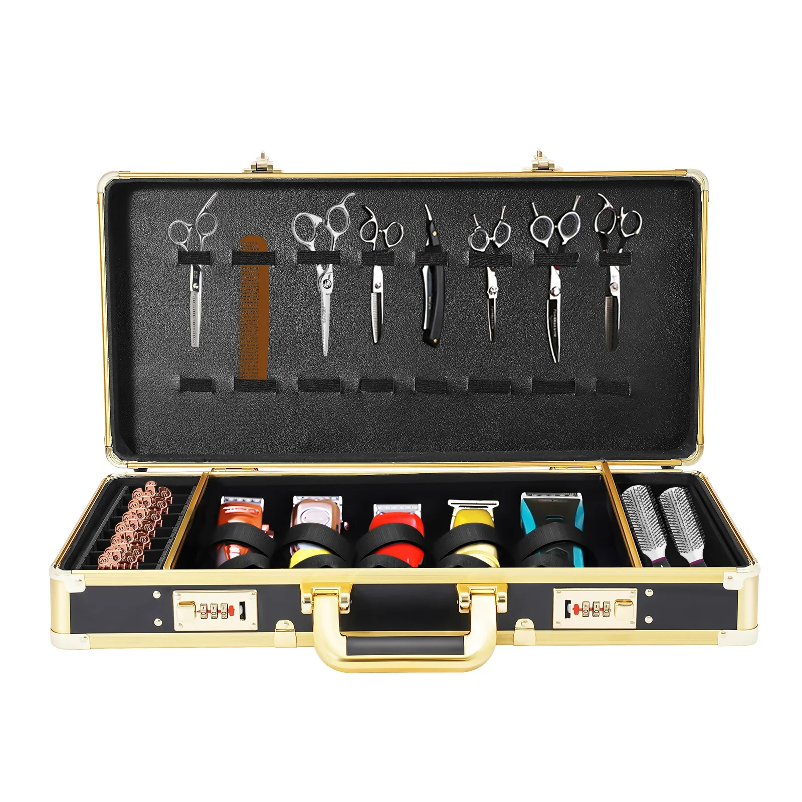 Friseur Salon Clipper Trimmer Organizer Barber Tool Reiseetui Tragbare Friseurtasche für Clipper Salon Beauty Supplies Gold – Detail 1