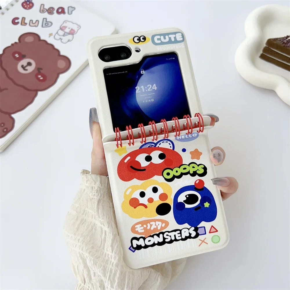 Korean Cute Cartoon Bear Monster Notebook Style Phone Case - Kawaii Girl Gift Cover Shell
