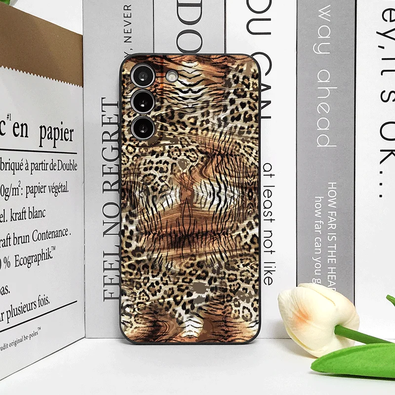 Vintage Art Palm Leaf Zebra Leopard Print Soft Phone Case