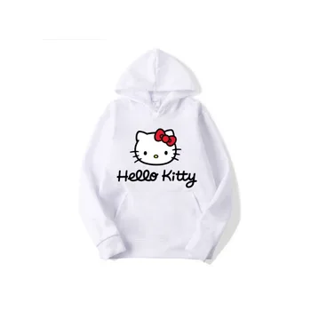 2024 موضة جديدة غير رسمية المرأة هوديي مرحبا كيتي الكرتون أنيمي الرجال الربيع والخريف Kawaii كنزة بمقاس كبير - Image 4