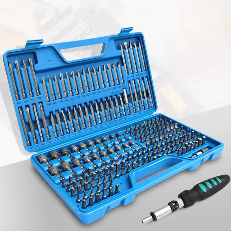 

208PCS Screwdriver Electric Bit Set Multifunction Philips Slotted Hexagonal Quincunx Screwdriver Head Hardware Tools
