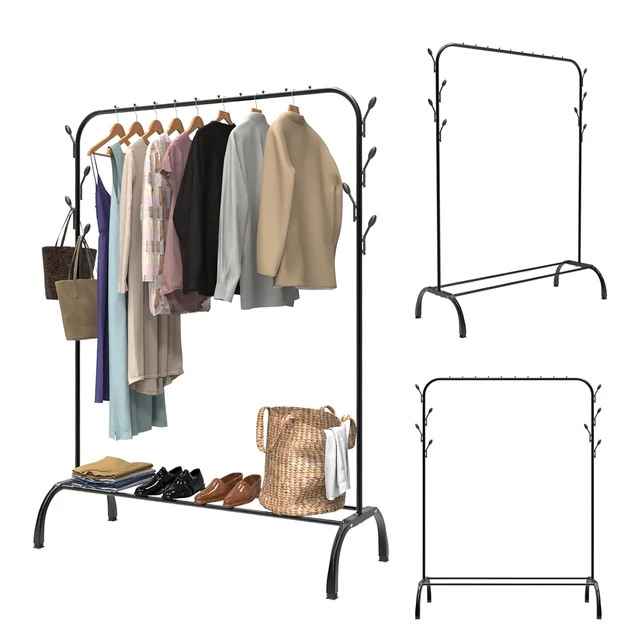 Appendiabiti in metallo Appendiabiti resistente Scaffale per vestiti autoportante per camera da letto portatile sospeso singolo con ganci 1