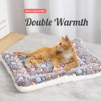Tapis en Polymères à Double Face pour Animaux de Compagnie, Lit de Couchage Court en Peluche pour Chats, Petits Chiens, Couverture Mignonne pour Animaux de Compagnie, Coussin Chaud pour Chaton, Canapé-Lit pour Chat 1