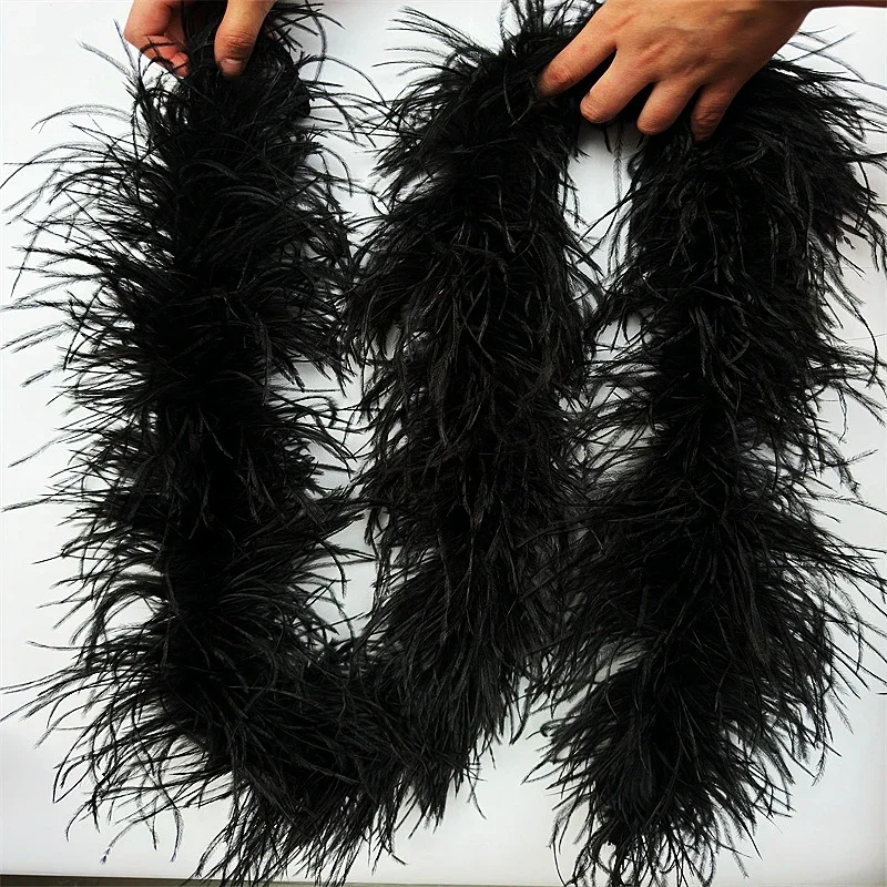 

Black 6layer Ostrich Feather Boa Costume Decoration Diy Headdress Christmas Craft Materials Feathers Boa Sewing in Dress Decor