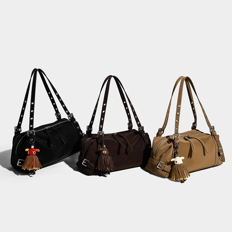 2025 New Retro Matte Leather Simple Versatile Single Shoulder Bag for Women Commuter Lazy Design Niche Handbag