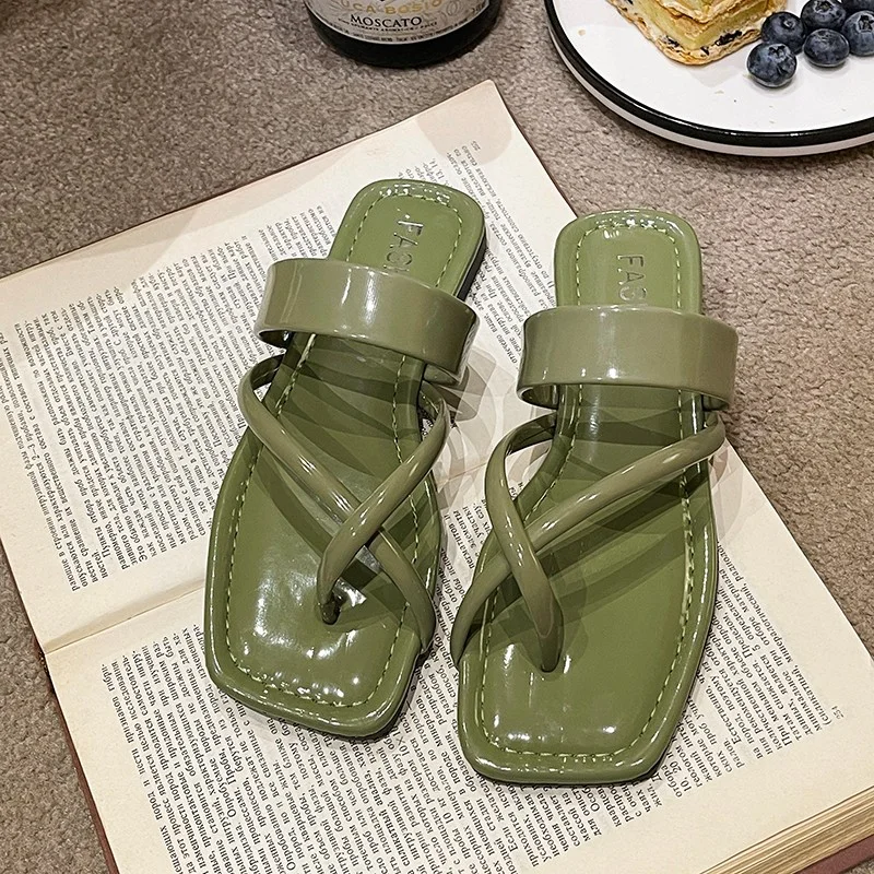 2023 New Slippers Casual String Bead Rubber Summer Women's Shoes Slides Shale Female Beach Low Pantofle Luxury Hawaiian Soft