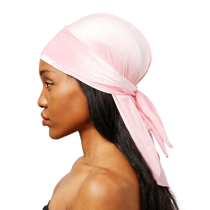 Unisex Long Men Women Velvet Breathable Bandana Hat Durag Rag Long Tail  Headwrap