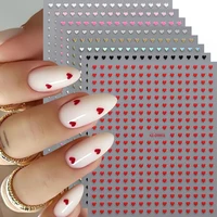 8pc 3D Mixed Color Heart Nail Stickers Valentines' Day Sweet Red Pink Love Selfadhesive Nail Decoration Decals Manicure Supplies 1