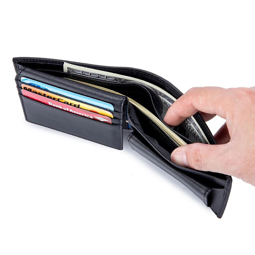 Genuine Cowhide Leather Men Short Wallet RFID Blocking Card Holder Coin Pocket Purse Best Gift for Boyfriend Husband Father 6