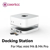 Mac mini USB C Hub with M.2 SSD Enclosure for Mac Mini M4/M4 Pro Stand Type-C Docking Station SSD Case USB3.2 Gen2 SD4.0 TF4.0 1