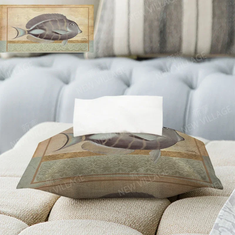 Home Atlantis fabric tissues box Car tissue holder tissue cover box Textile fabric storage bag Nordic dispenser