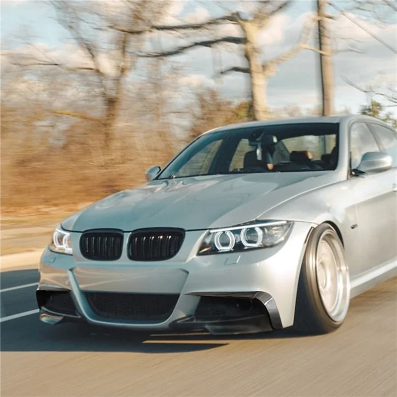 BMW 3 시리즈 E90 E91 LCI M 스포츠 2009-2012용 고급 자동차 브라이트 블랙 프론트 범퍼 스플리터 스포일러 트림 안개등 카나드 부품