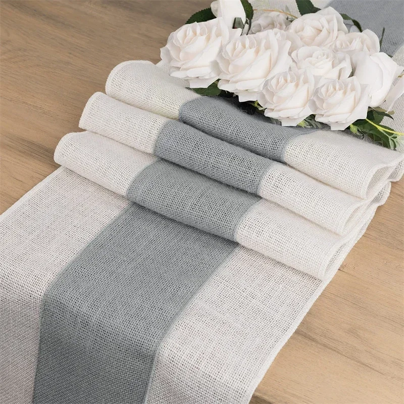 

PEANDIM Natural Burlap Imitated Jute Linen Table Runner Christmas Wedding Table Runner for Home Party Wedding Dining Table Decor