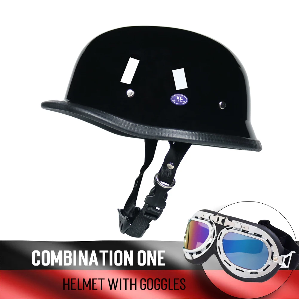 Casque Moto Ouvert Demi-casque - Homologué DOT/ECE, Style Cruiser, Tailles S-XXL