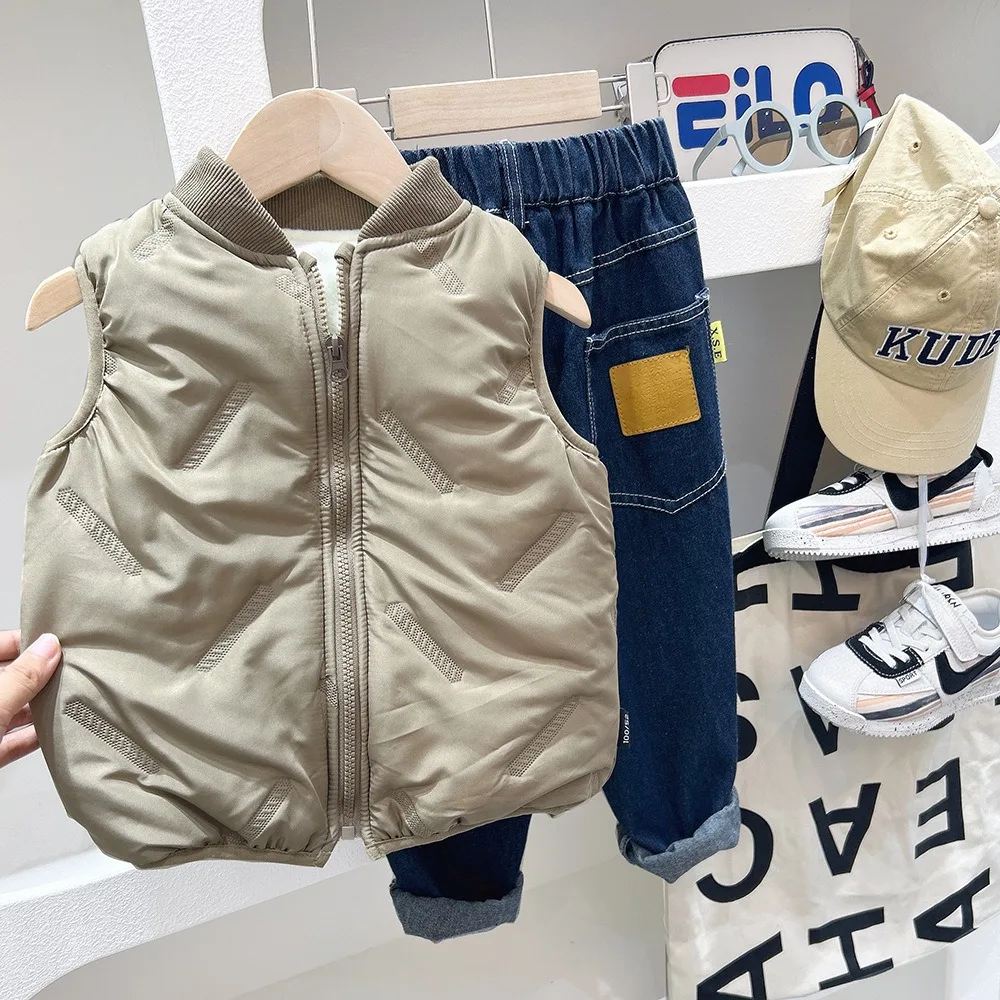 Children's Vest Autumn and Winter New Thickened Outer Wear Super Soft Vest Foreign Style Boy Baby Liner
