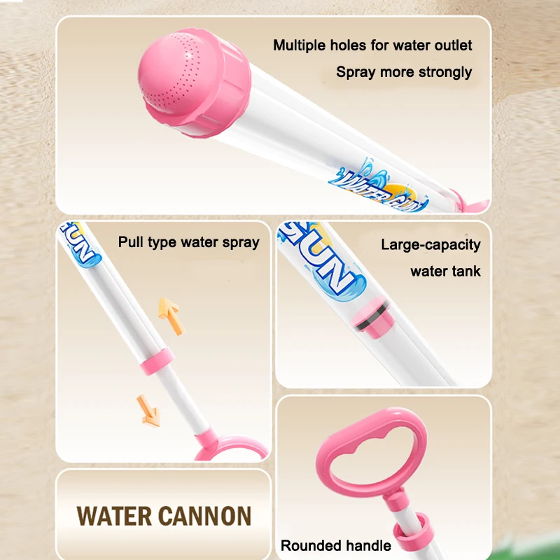 Summer Fireworks Gun Toy, Pull-Action Pump Blaster, Transparent Tube Shooter For Outdoor Beach Pool Water Games_voghion.com