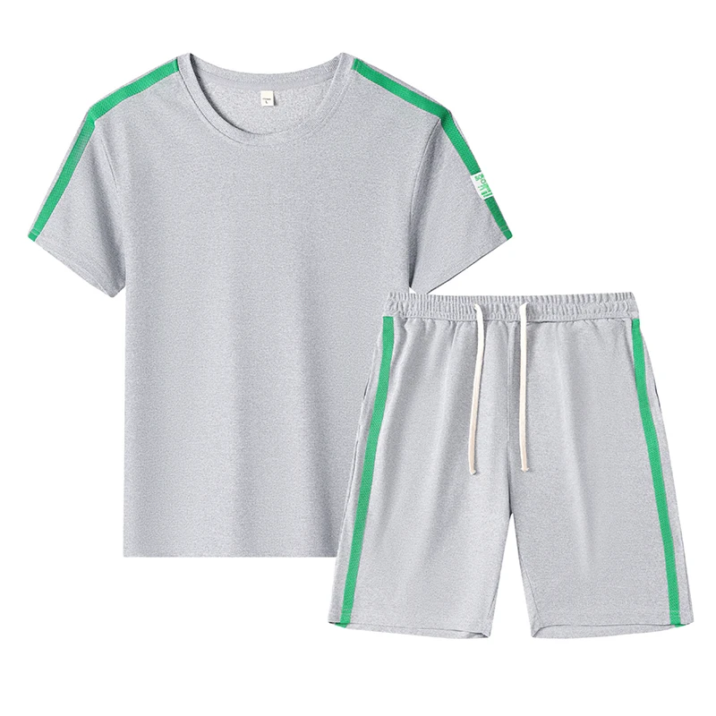 Two Piece Set for Men 2024 Summer Casual Contrast Color Short Sleeve Breathable T-shirt Sports Joggers Loose Shorts Ropa Hombre