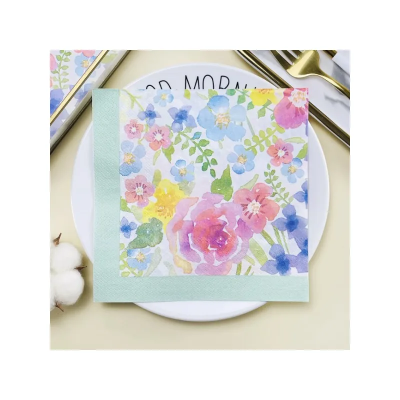 Wedding Printed Napkins Floral Pattern Coloured Paper Napkins Hotel Restaurant Cafe Table Placemat Paper 20pcs/pac 33cm 2-Ply