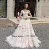 Customized Luxury Long Sleeve Wedding Gowns For Princess Scoop Neck A-Line Applique Elegant Applique Bridal Dress Robe De Marié 1