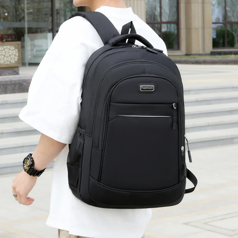 A neutral backpack equipped with a laptop compartment, adjustable shoulder strap, suitable for commuting and traveling