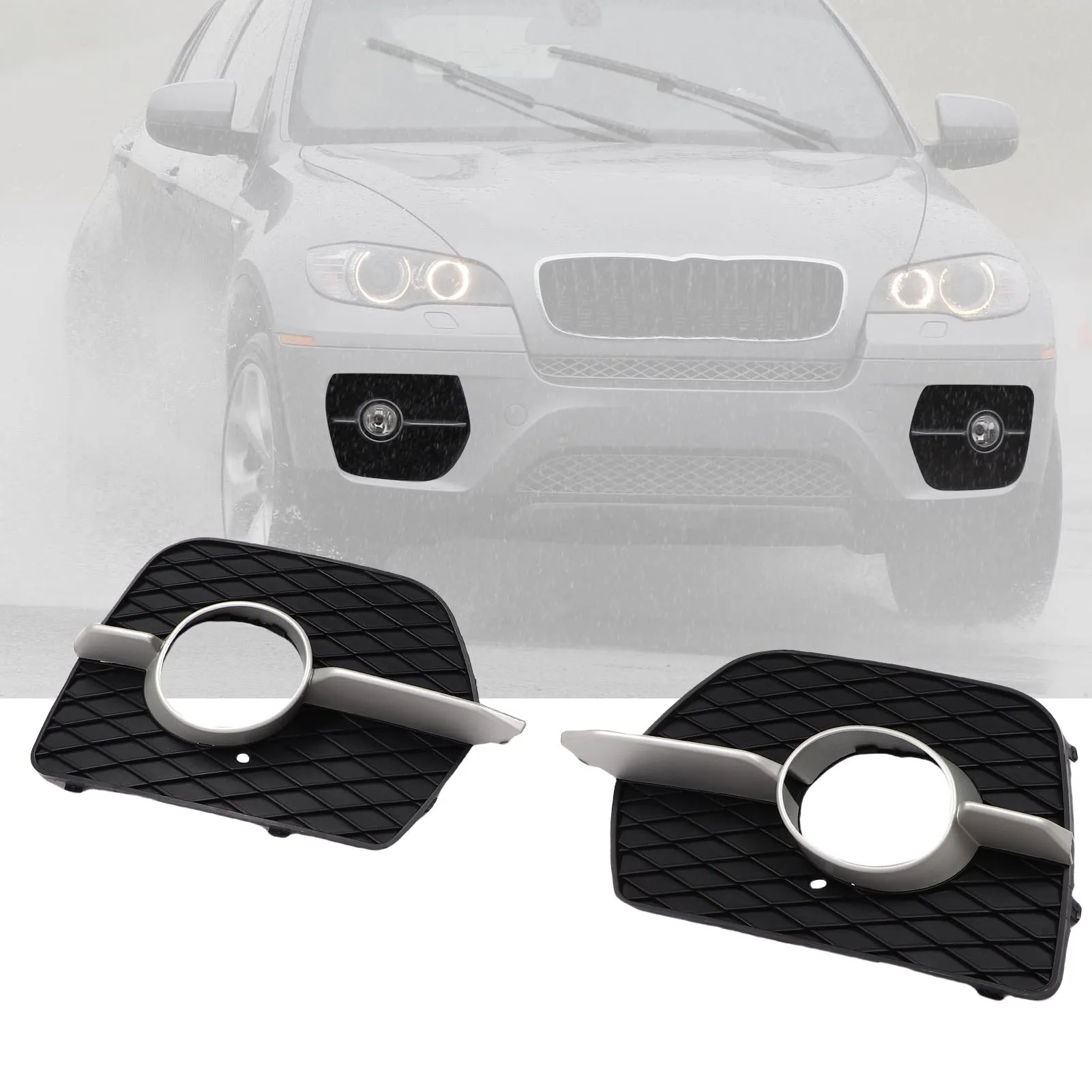 Fog Light Bezel Trim Fog Lamp Grill Trim Scratch Proof Long Lasting 51117188383 Replacement for X6 E71 E72 2008-2014 for Cars