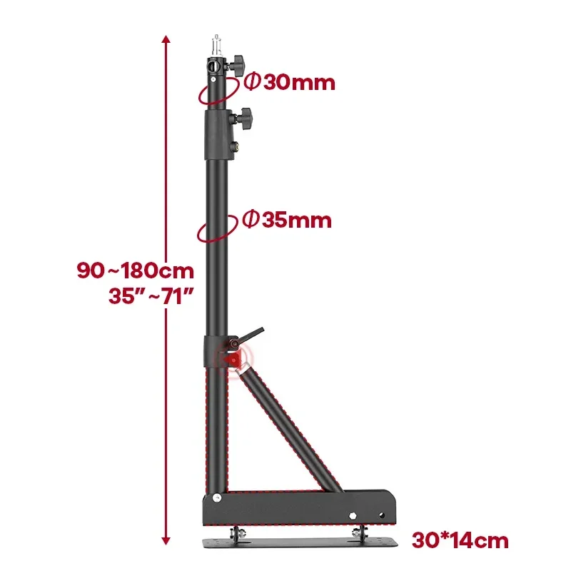 180cm Wall Mounted Boom Arm Stand Extendable Studio Flash Strobe Lighting Gears Holder Flexible for Home Studio Space-saving