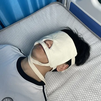 Mascherina Medica Beige con Foro per il Naso, Maschera Morbida in Cotone per Pazienti, Maschera Traspirante Beige in Cotone, Maschera per Occhi Riutilizzabile