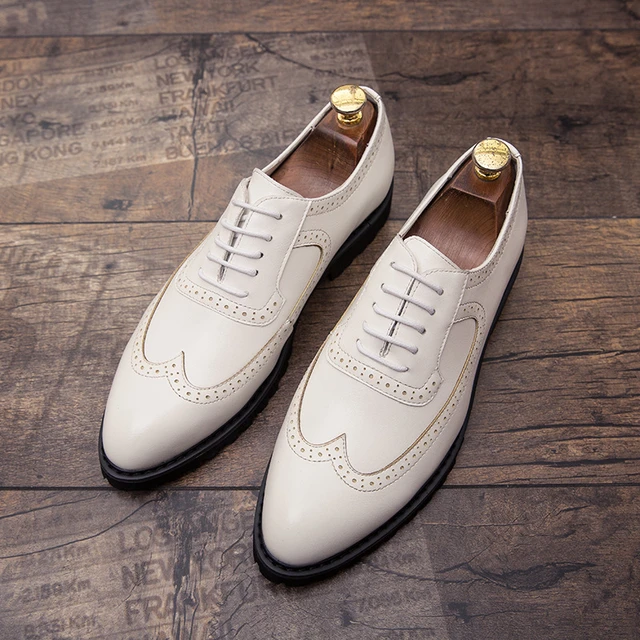 Oxford man with leather shoes, lace point, carved English, formal wedding,  dress, genuine leather - AliExpress
