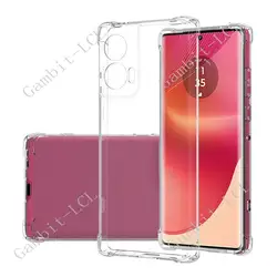 Enhanced Shockproof Soft Silicone TPU Phone Case with Back Ring Holder for Edge 50 Fusion (TPU Case Clear)