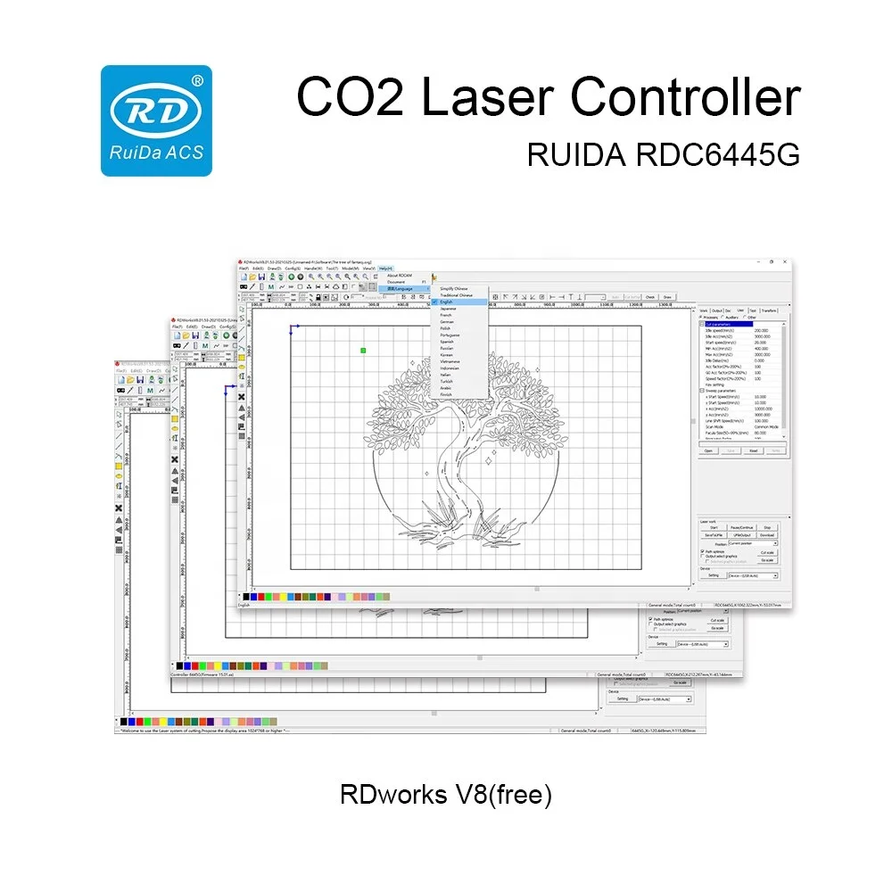 YONGLI RUIDA 64445 g Rdv6442g Ccd 카메라 고품질 Dsp Cnc 패널 Co2 레이저 컨트롤러 포함