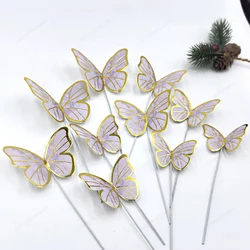 Elegant Gold & Pink Butterfly Cake Toppers - Birthday & Wedding Decor (10pcs Purple)