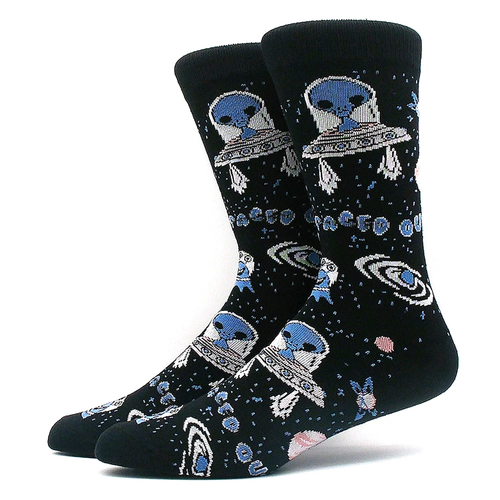 해피 재밌는 양말 남성과 여성의 외계인 양 패턴 Sokken Diversidos Jacquard Calcetines 남여 힙합 스케이트 보드 양말