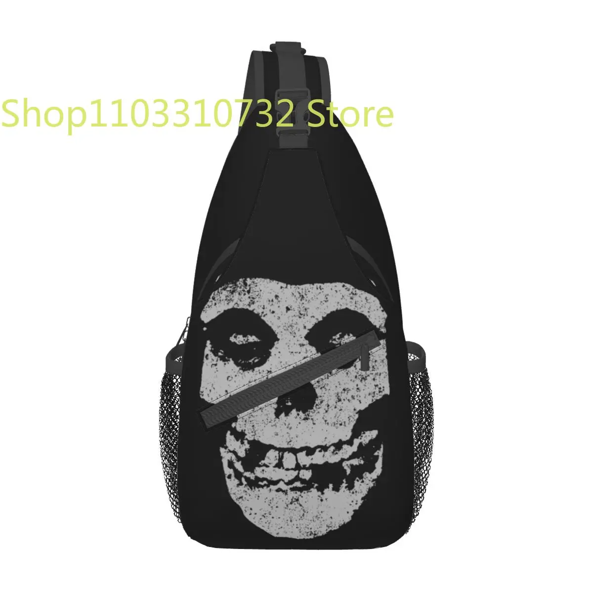 

Misfits Punk Rock Crossbody Sling Bag Cool Chest Bag Vintage Skeleton Shoulder Backpack Daypack for Hiking Travel Sports Satchel